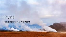  Presentation with smoking - PPT layouts consisting of smoking-fumaroles-on-hverarond-valley background and a light blue colored foreground
