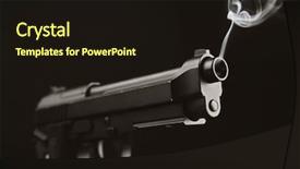  Presentation with smoking - Theme having smoking gun on black background background and a wine colored foreground