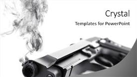  Presentation with gun - Theme featuring smoking gun on white background background and a white colored foreground