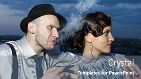  Presentation with gangster - Slides having smoking-impudent-gangster-with-retro background and a ocean colored foreground