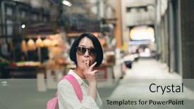  Presentation with asia traditional - Amazing PPT theme having smoking in the traditional marketplace backdrop and a light gray colored foreground