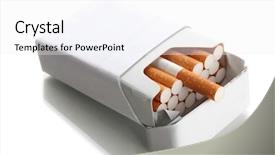  Presentation with cigarettes - Presentation theme featuring smoking injurious health - box of cigarettes isolated background and a white colored foreground