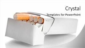  Presentation with cigarettes - Presentation design with smoking injurious health - box of cigarettes isolated background and a  colored foreground