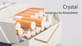  Presentation with cigarettes - Colorful PPT theme enhanced with smoking injurious health - box of cigarettes backdrop and a light gray colored foreground