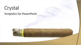  Presentation with cigar - PPT theme consisting of smoking injurious health - cigar with smoke isolated background and a white colored foreground