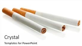  Presentation with cigarettes - PPT theme consisting of smoking injurious health - cigarettes isolated on a white background and a white colored foreground