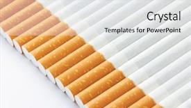 Presentation with cigarettes - PPT theme consisting of smoking injurious health - closeup of a pile background and a  colored foreground