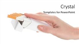  Presentation with cigarettes - Presentation design consisting of smoking injurious health - woman hand with box background and a white colored foreground