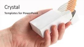  Presentation with cigarettes - Colorful presentation design enhanced with smoking injurious health - woman hand with box backdrop and a white colored foreground