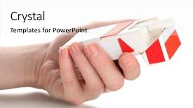  Presentation with cigarettes - Beautiful PPT layouts featuring smoking injurious health - woman hand with box backdrop and a sky blue colored foreground