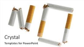  Presentation with cigarettes - PPT theme consisting of smoking injurious health - word no made from broken background and a white colored foreground
