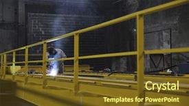  Presentation with steel factory - Presentation having smoking joint - hard iron and steel industry background and a  colored foreground