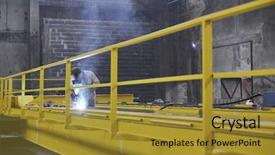  Presentation with steel factory - Audience pleasing PPT layouts consisting of smoking joint - hard iron and steel industry backdrop and a  colored foreground