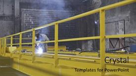  Presentation with steel industry - Slide deck featuring smoking joint - hard iron and steel industry background and a  colored foreground