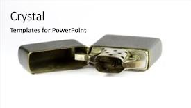  Presentation with studio - Slide deck with smoking joint - old metal lighter studio isolated background and a  colored foreground