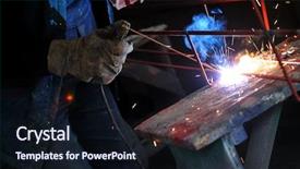  Presentation with industry - Cool new PPT layouts with smoking joint - weld machine worker hard industry backdrop and a wine colored foreground