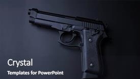  Presentation with gun - Cool new PPT layouts with smoking kills - gun on black background backdrop and a tawny brown colored foreground