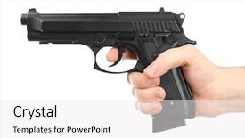  Presentation with hand holding colorful brain sketch - Cool new theme with smoking kills - male hand holding gun backdrop and a white colored foreground