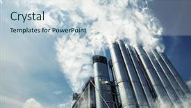  Presentation with smoking - Theme having smoking metal chimneys against blue background and a lemonade colored foreground