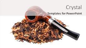  Presentation with tobacco - Cool new PPT theme with smoking pipe and tobacco isolated on white backdrop and a light gray colored foreground