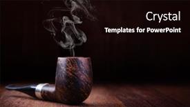  Presentation with pipe - Amazing PPT layouts having smoking pipe on a wooden table backdrop and a black colored foreground
