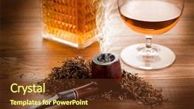  Presentation with liquor - Amazing slide set having smoking pipe tobacco and liquor backdrop and a tawny brown colored foreground