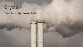  Presentation with power plant - Slide set enhanced with smoking-power-plant-chimney-closeup background and a soft green colored foreground