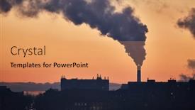  Presentation with power plant - PPT theme with smoking-power-plant-chimney-over background and a coral colored foreground