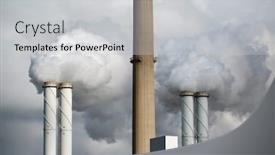  Presentation with power plant industrial - Amazing theme having co2 - smoking power plant chimney backdrop and a light gray colored foreground