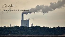  Presentation with power plant industrial - Colorful slide set enhanced with smoking-power-plant-chimney backdrop and a soft green colored foreground