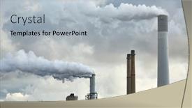  Presentation with power plant - PPT theme having smoking-power-plant-chimneys background and a light gray colored foreground