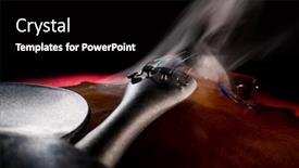  Presentation with field - PPT layouts having smoky-dramatic-violin-close-up background and a black colored foreground