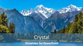  Presentation with cold water - Presentation consisting of smooth cold water of lake matheson surrounded by forests and snow-capped mountains mount cook and mount tasman the concept of ecological active and photo tourism background and a teal colored foreground