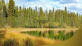  Presentation with lake - Presentation theme featuring smooth-lake-surface-reflects background and a gold colored foreground