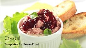  Presentation with sauce - Colorful PPT layouts enhanced with smooth-pate-with-cranberry-sauce backdrop and a mint green colored foreground