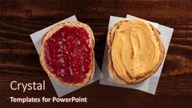  Presentation with peanut butter - PPT theme with smooth-peanut-butter-and-jam background and a wine colored foreground