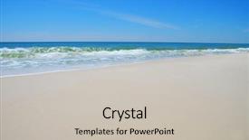  Presentation with turquoise beach - PPT layouts enhanced with smooth sandy beach with turquoise waves background and a light gray colored foreground