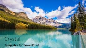  Presentation with eco park - Cool new PPT theme with smooth turquoise water in the wooded mountains sunny day in autumn the concept of eco-tourism and active recreation charming mountain emerald lake yoho national park canada backdrop and a teal colored foreground