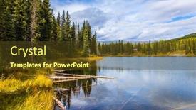  Presentation with rocky mountains - Colorful presentation theme enhanced with smooth-water-reflects-the-cloudy backdrop and a tawny brown colored foreground