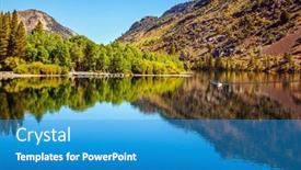  Presentation with mountains - Cool new PPT layouts with smooth-water-reflects-the-sky backdrop and a teal colored foreground