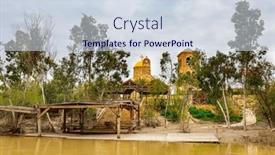  Presentation with water river - Presentation theme featuring smooth-yellow-water background and a sky blue colored foreground