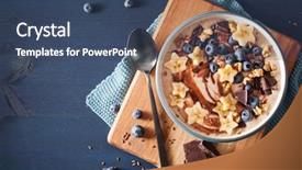  Presentation with avocado and banana smoothie - PPT theme with smoothie bowl with blueberry chocolate background and a ocean colored foreground