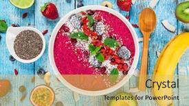  Presentation with healthy breakfast - Presentation theme having smoothie bowl with fresh berries background and a yellow colored foreground