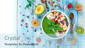  Presentation with healthy breakfast - Colorful presentation theme enhanced with smoothie-bowl-with-fresh-berries backdrop and a sky blue colored foreground
