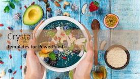  Presentation with healthy breakfast - Presentation theme featuring smoothie-bowl-with-fresh-berries background and a coral colored foreground