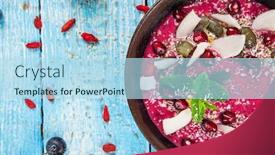  Presentation with healthy breakfast - Beautiful slides featuring smoothie-bowl-with-fresh-berries backdrop and a light blue colored foreground