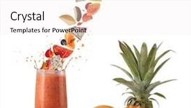  Presentation with fruit drink - Presentation having smoothie drink with fruit flying background and a white colored foreground
