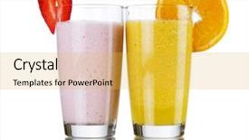  Presentation with coconut drinks - PPT layouts enhanced with smoothie drinks isolated on white background and a yellow colored foreground