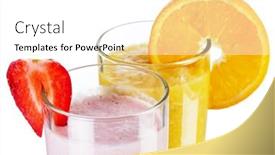 Presentation with smoothie - PPT theme consisting of smoothie drinks isolated on white background background and a white colored foreground