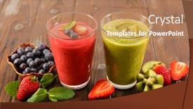  Presentation with kiwi fruit - Cool new slide deck with smoothie-fruit-juice-with-strawberry backdrop and a coral colored foreground